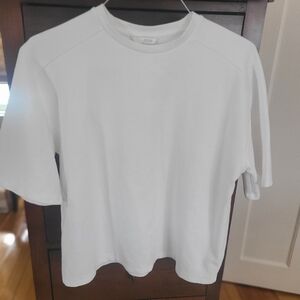 Zara Crisp White Short Sleeve Sweatshirt